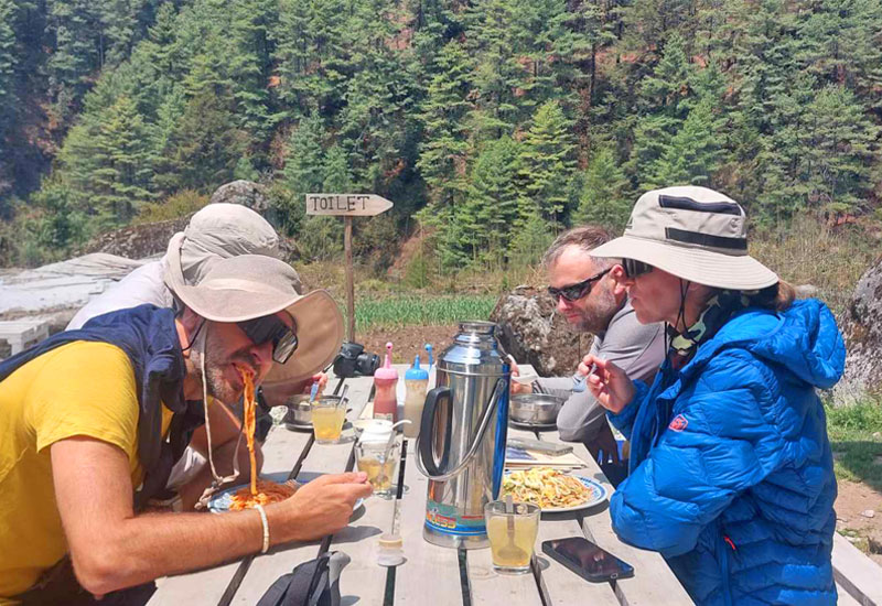 Our Guest enjoying lunch during everest base camp trek