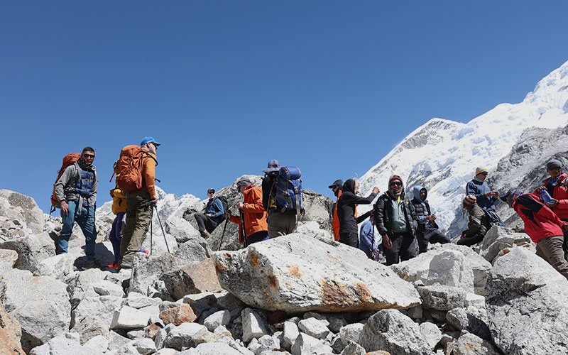 Crowed at Everest Base Camp Trek